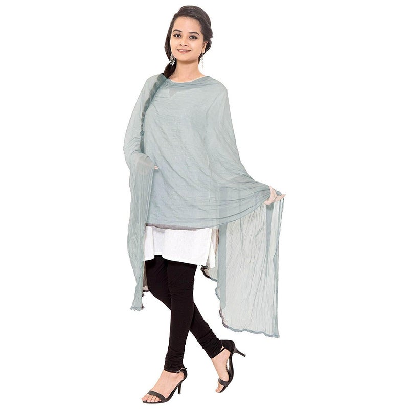 Stylesindia Cotton Solid Colors Women Dupatta scarves Shawl (GREY) - Image 1